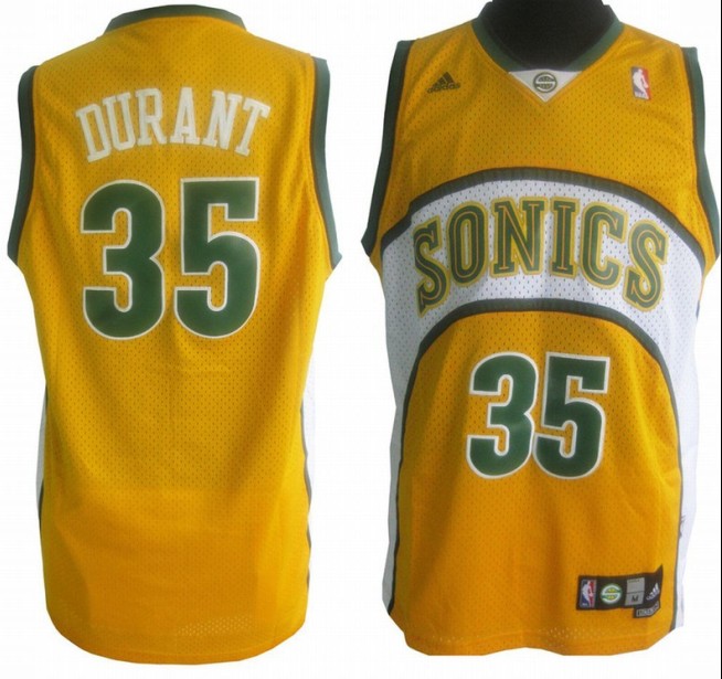  NBA Seattle Sonics 35 DURANT Swingman Throwback Yellow Jersey